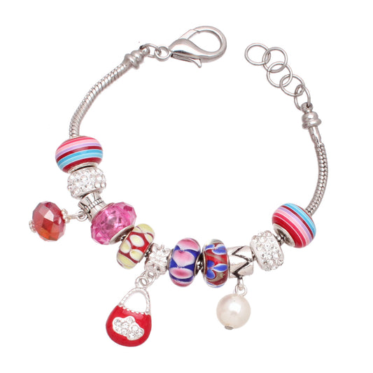 BESHEEK "Candy Carnival" Silver Pandora-Style Charm Fashion Bracelet Jewelry| Handmade Hypoallergenic Boho Beach Gala Wedding Style Jewelry